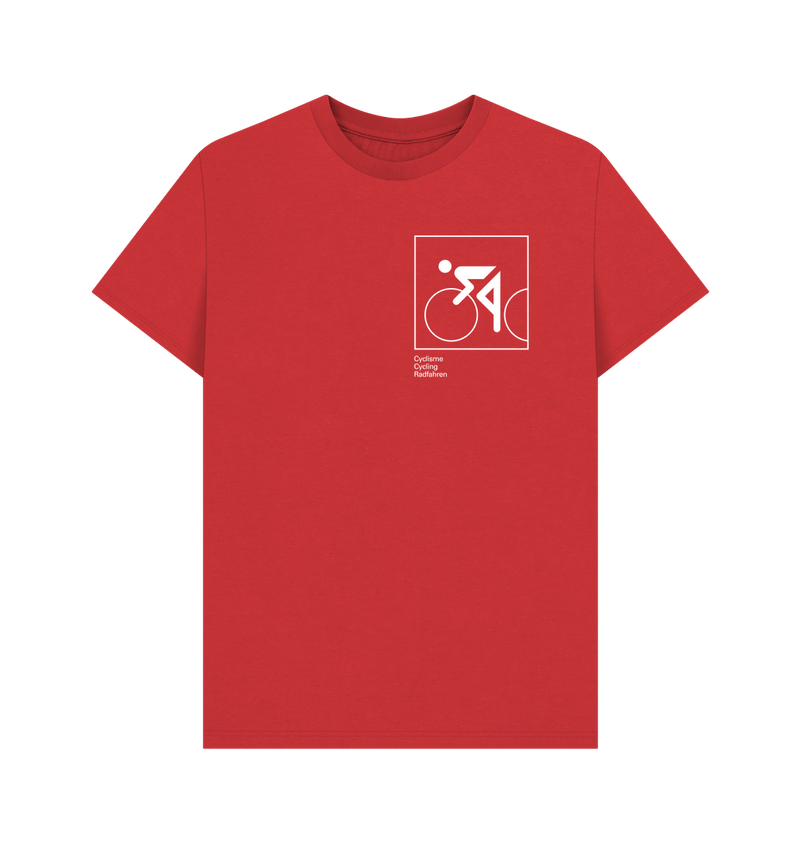 Red Otl Aicher pictogram 0602 (cycling) - White Print