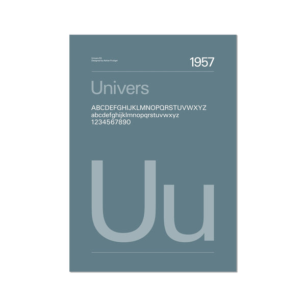 Typeface Prints - Univers 1957 (Stone blue)