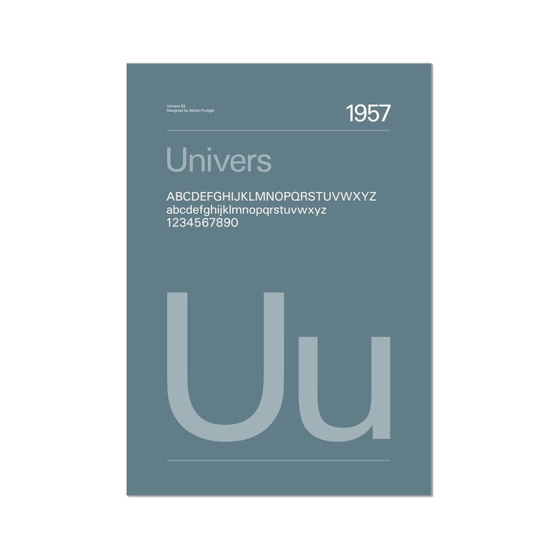 Typeface Prints - Univers 1957 (Stone blue)