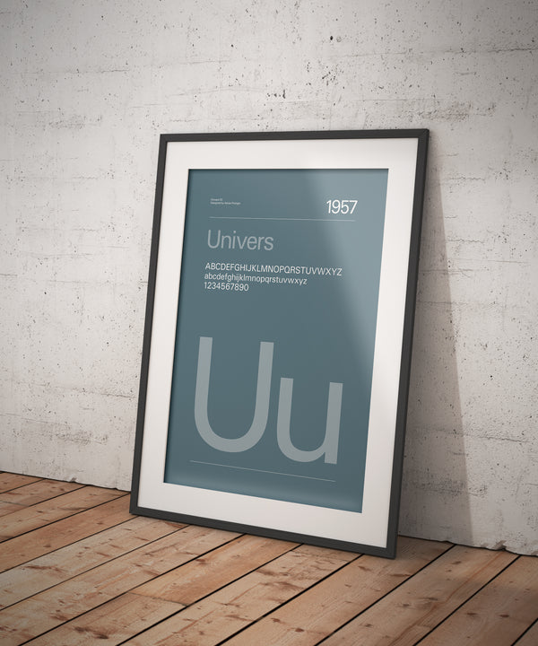 Typeface Prints - Univers 1957 (Stone blue)