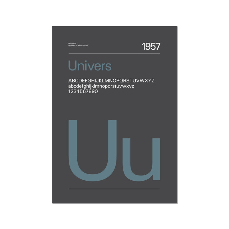 Typeface Prints - Univers 1957 (Charcoal)